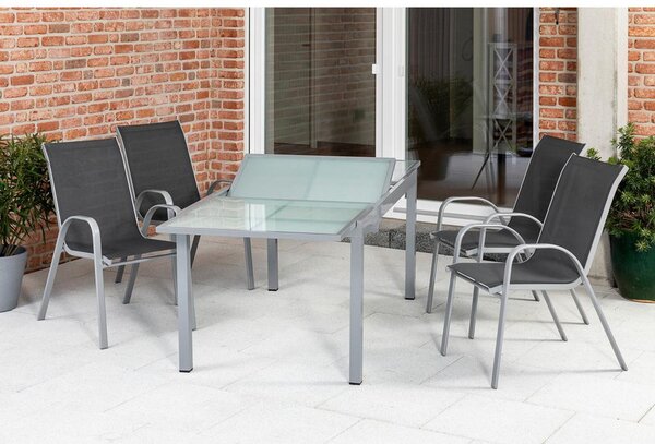 Gardenson Raztegljiva Vrtna Miza Ambia, Steklo, Aluminij, 120-180x90