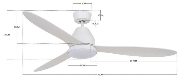 Stropni ventilator Beacon z lučjo Whitehaven bela tiha