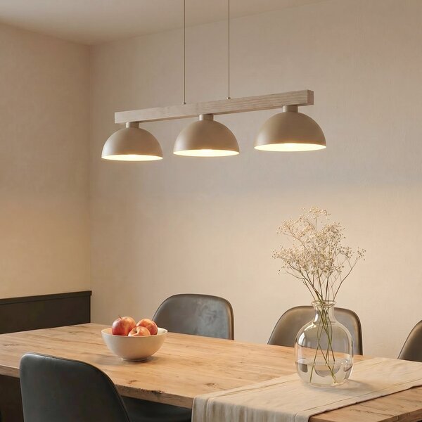 TK Lighting Visoka svetilka Oslo, peščene barve, s tremi žarnicami, dolžina 118 cm, E27, zatemnjen, Bež, Dnevna soba / jedilnica, Kovina, Sodobni