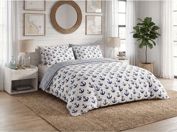 Posteljnina iz polibombaža NAVYSTA POLY modro-bela Dimenzije posteljnine: 70 x 90 cm | 140 x 200 cm