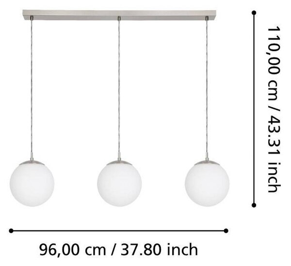 EGLO Rondo obesek, tri-svetlobni, nikelj/bela