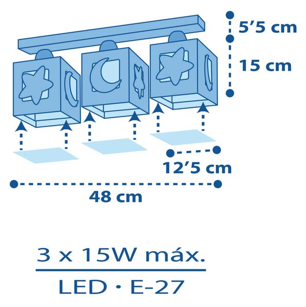 Dalber Moonlight otroška stropna svetilka 3-svetlobna siva