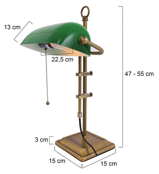 Namizna svetilka Ancilla, nastavljiva bronasta/zelena