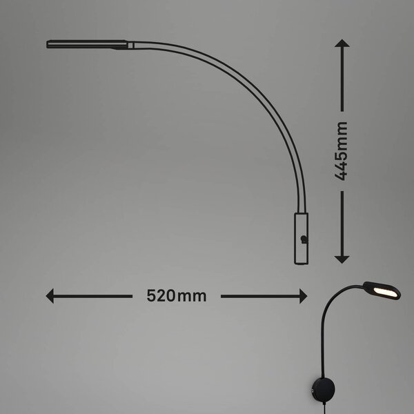 LED stenska svetilka 2177015 z zatemnitvijo, črna