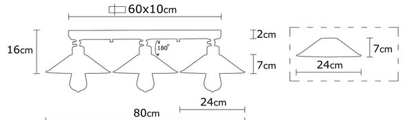 Stropna svetilka Berceste N-660 3-svetlobna Ø24cm črna