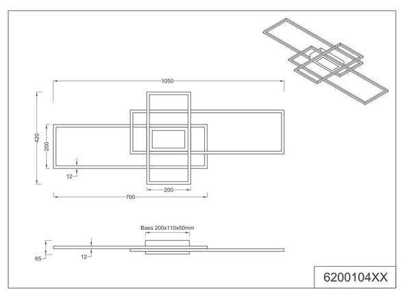 STROPNA LED-SVETILKA Irvine 60 W 7100 lm 3000-6500 K 220-240 V