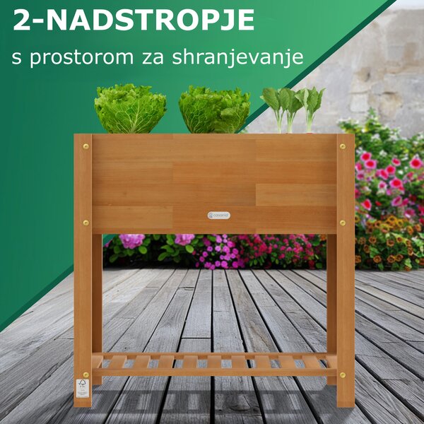 Dvignjena greda BOTANICA iz akacijevega lesa, 68×30×75cm, naravno rjava Casaria