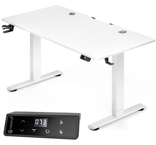 Višinsko nastavljiva pisarniška miza FLEXI, 140x70x72–117cm, bela Casaria