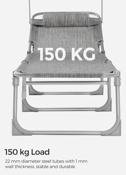 Zložljiv ležalnik s tendo 53 x 193 x 29,5 cm, obremenitev do 150 kg | SONGMICS