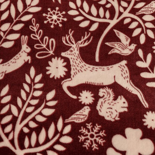 Posteljnina mikropliš FOREST ANIMALS vinsko rdeča Dimenzije posteljnine: 80 x 80 cm | 135 x 200 cm