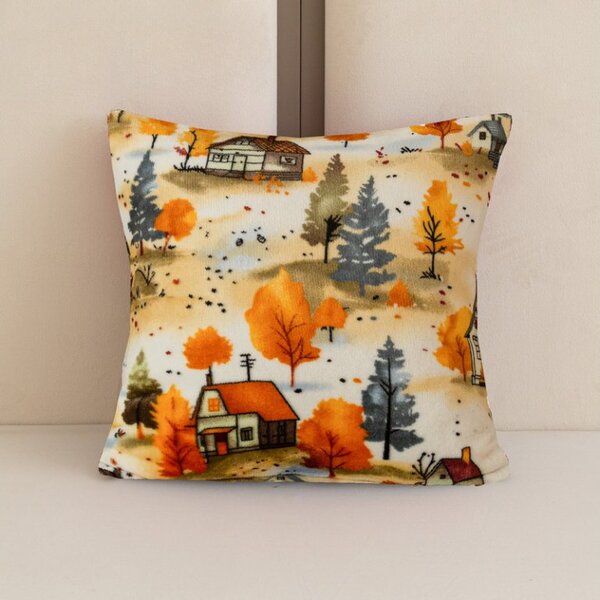 Mikropliš prevleka za blazino AUTUMN VILLAGE 45x45 cm, barvna