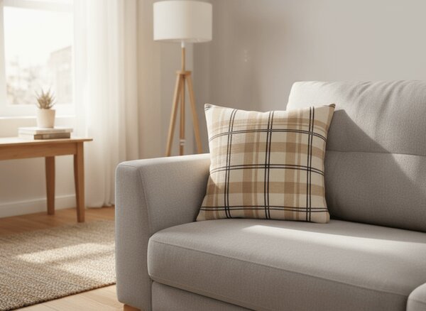 Mikropliš prevleka za vzglavnik PLAID 45x45 cm, kremna