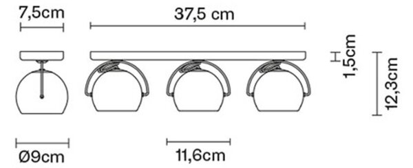 Fabbian Beluga White stropna svetilka direct 3-light