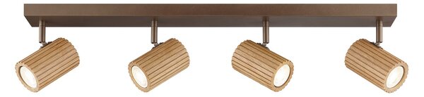 Brilliant Stropna svetilka Lakewood, les, dolžina 78 cm, s 4 žarnicami, zatemnjen, Les, Dnevna soba / jedilnica, Les, Sodobni