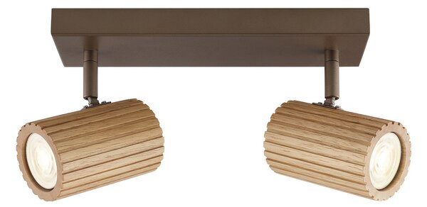 Brilliant Stropna svetilka Lakewood, les, dolžina 31 cm, z dvema žarnicama, zatemnjen, Les, Dnevna soba / jedilnica, Les, Sodobni
