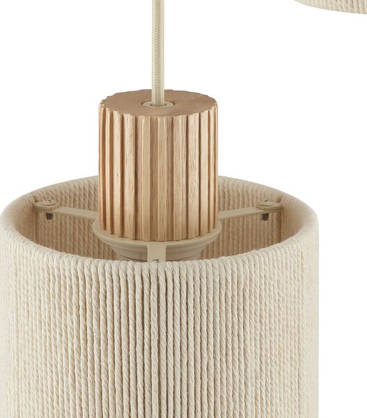 Brilliant Visoka svetilka Arlo, bež, tekstil/les, Ø 40 cm, s tremi žarnicami, zatemnjen, Bež, Dnevna soba / jedilnica, Tkanine / tekstil, Sodobni