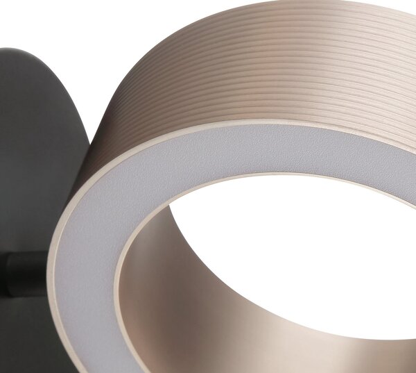 Brilliant LED-stenna svetilka Axion, črna/rjava, višina 20 cm, z možnostjo zatemnitve., zatemnjen, Rjava / rjasta, Dnevna soba / jedilnica, Plastika, Sodobni