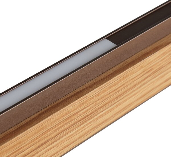 Brilliant LED-visoka svetilka Arviso, hrast, dolžina 127 cm, z možnostjo zatemnitve., zatemnjen, Les, Dnevna soba / jedilnica, Les, Sodobni