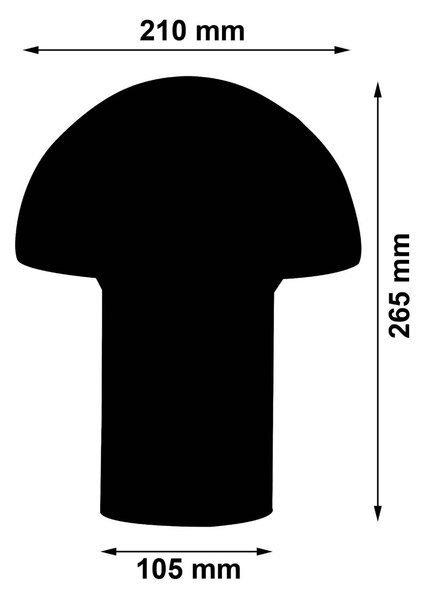 Steklena namizna svetilka v obliki gobe, bela Ø 21 cm