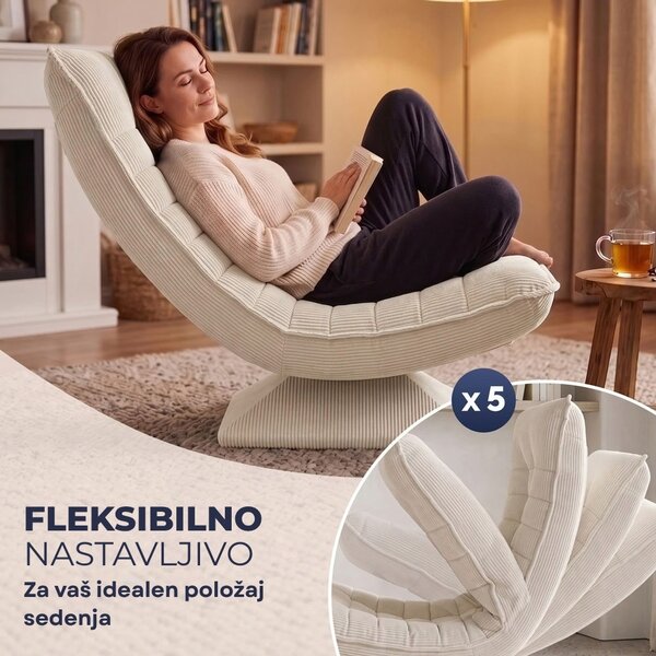 Ležalnik ABERDEEN CORD, rebrast prevleka, 87×60×105 cm, bež Casaria