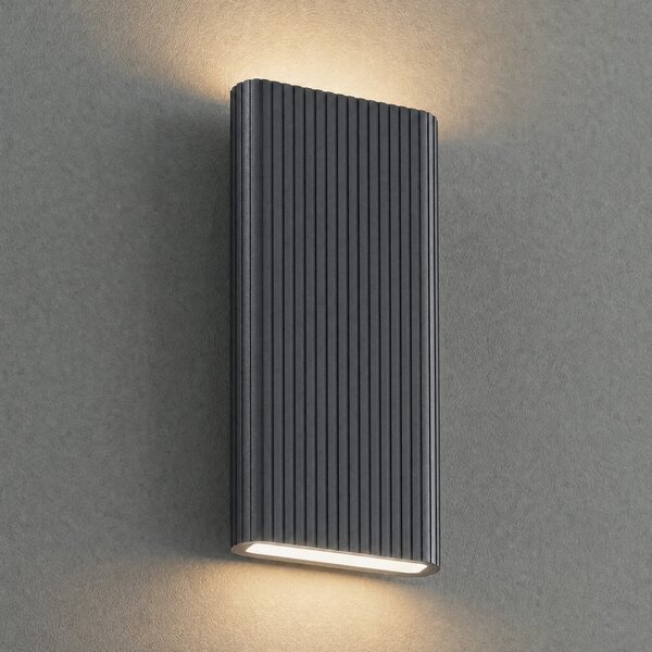 Lucande LED-stenna svetilka za zunanjo uporabo Raija, antracitna, višina 40 cm,, Siva, Aluminij, Sodobni