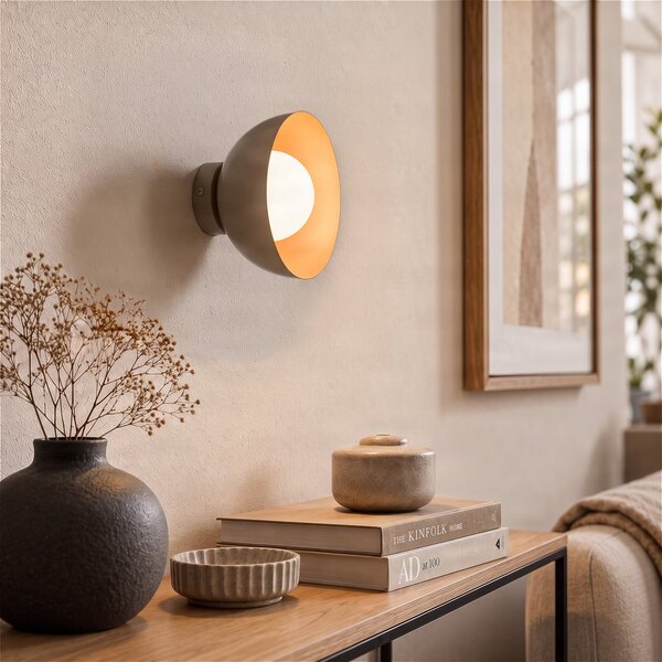 EMIBIG LIGHTING Stenna svetilka Bibi K1, bež, jeklo/steklo, Ø 18 cm, zatemnjen, Bež, Dnevna soba / jedilnica, Kovina, Sodobni