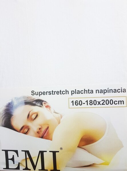 Posteljnina bela Superstretch EMI, Ponjava 90 (100)x200