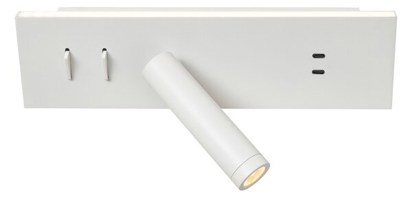 Moderna bela nastavljiva stenska svetilka z USB-C vklj. LED - Modric