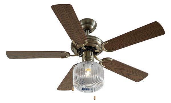 Stropni ventilator medenina z lesom 107,5 cm s potegom - Mistral Karel