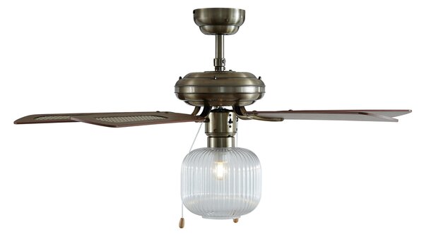Stropni ventilator medenina z lesom 107,5 cm s potegom - Mistral Karel