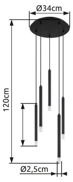 Globo 15629-5 - Lestenec na vrvici BLAKE 5xG9/4W/230V