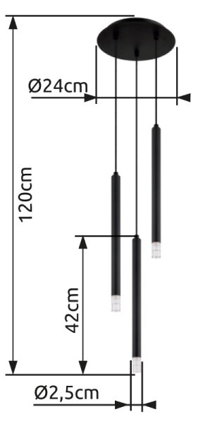 Globo 15629-3 - Lestenec na vrvici BLAKE 3xG9/4W/230V