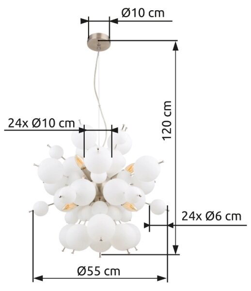 Globo 15633HO - Lestenec na vrvici UDO 6xE14/25W/230V