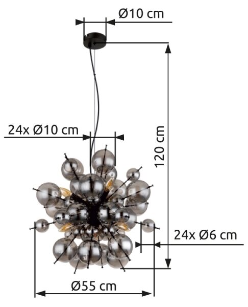 Globo 15633HS - Lestenec na vrvici UDO 6xE14/25W/230V