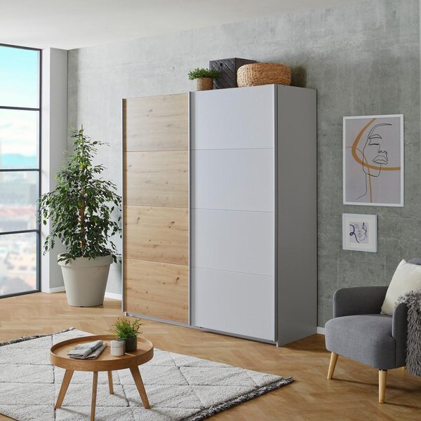 Modern Living Omara Z Drsnimi Vrati Feldkirch, Siva, Barva Hrasta