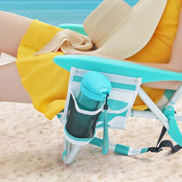 Plažni stol RHODOS, 68x63x75cm, bela/zelena SongmicsHome