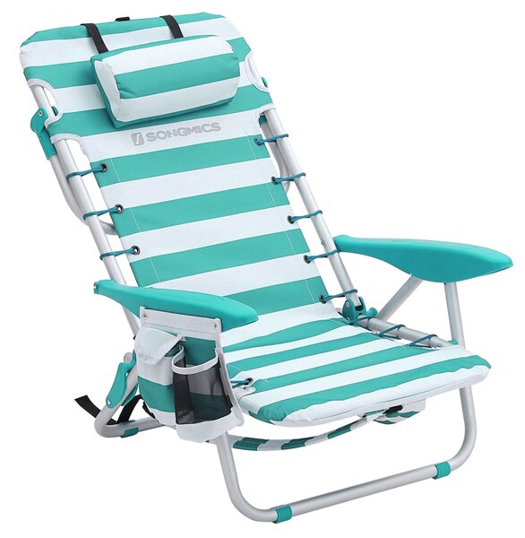 Plažni stol RHODOS, 68x63x75cm, bela/zelena SongmicsHome