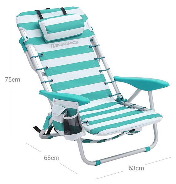 Plažni stol RHODOS, 68x63x75cm, bela/zelena SongmicsHome