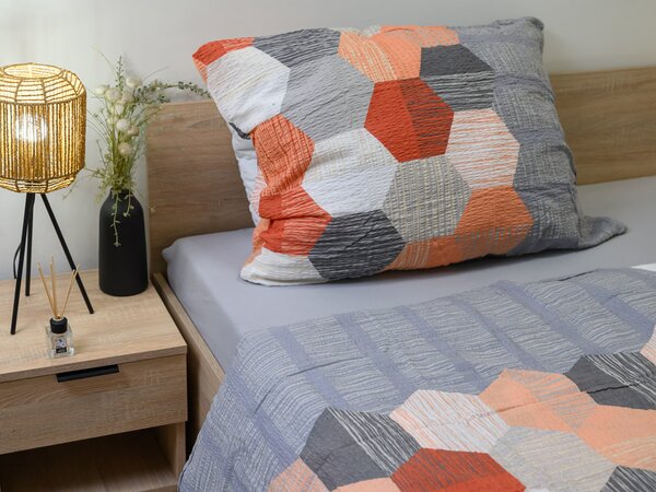Krep posteljnina iz Renforcé bombaža HONEY COMB sive barve Dimenzije posteljnine: 70 x 90 cm | 140 x 200 cm