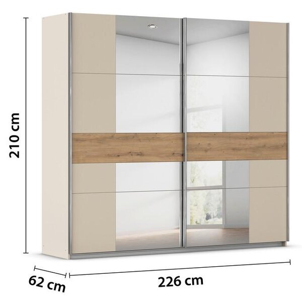 Modern Living Omara Z Drsnimi Vrati Calisto, Barva Šampanjca, Barva Hrasta