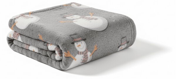 Svetleča božična mikropliš odeja SNOW BUDDY, siva Dimenzije: 150 x 200 cm