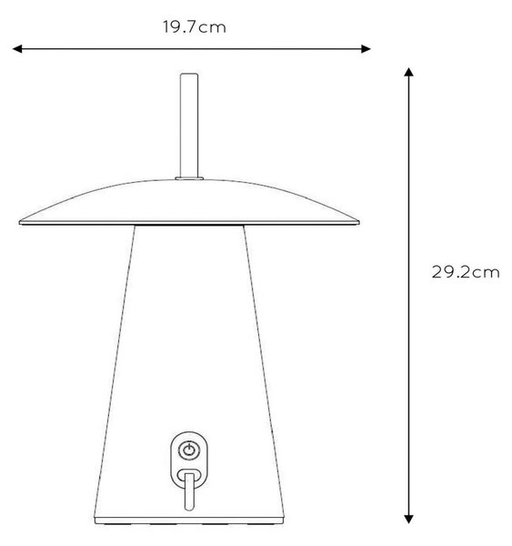 Namizna svetilka La Donna LED z možnostjo polnjenja, bela, aluminijasta, z