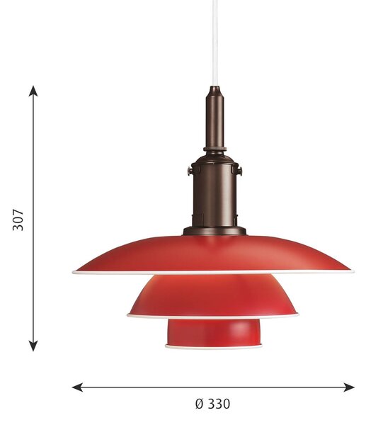 Louis Poulsen PH 3 1/2-3 viseča svetilka bakrena/rdeča
