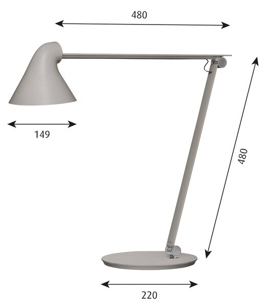 Podnožje namizne svetilke Louis Poulsen NJP 3.000K svetlo siva