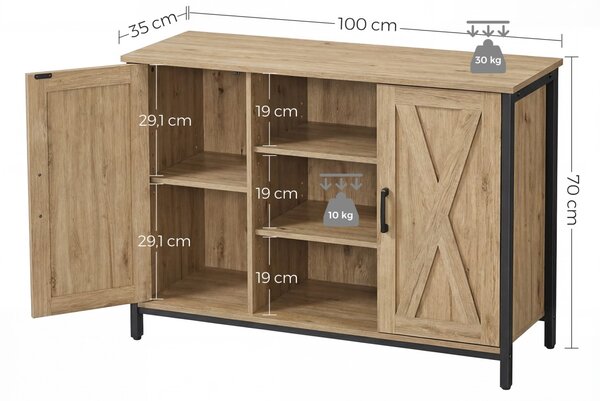 Komoda TAYLOR ARTISAN z odprtimi policami, 100x70 cm
