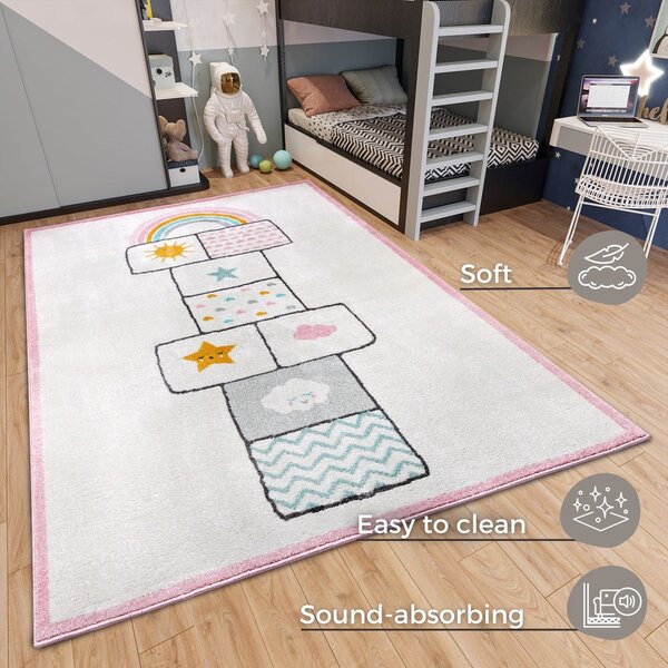 Bela/rožnata otroška preproga 120x170 cm Bouncy – Hanse Home