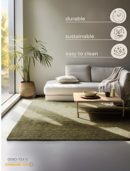 Kaki zelena preproga iz jute 80x150 cm Bouclé – Hanse Home