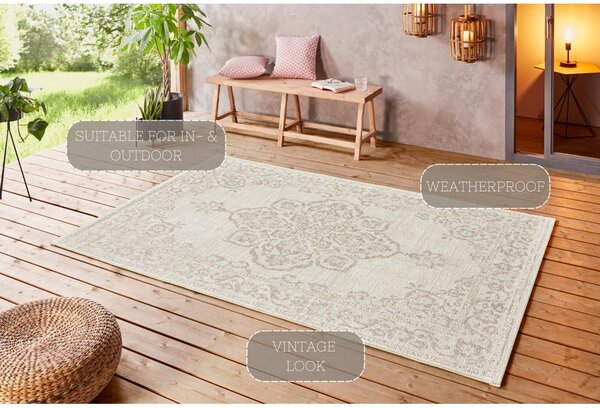 Bež zunanja preproga NORTHRUGS Tilos, 120 x 170 cm