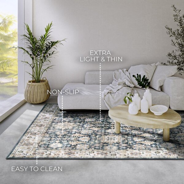 Modra preproga 120x160 cm Saveh Blue Cream – Elle Decoration