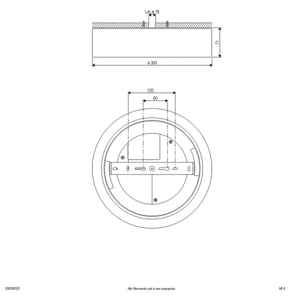 Stropna svetilka Sauro LED, Ø 30 cm, bela